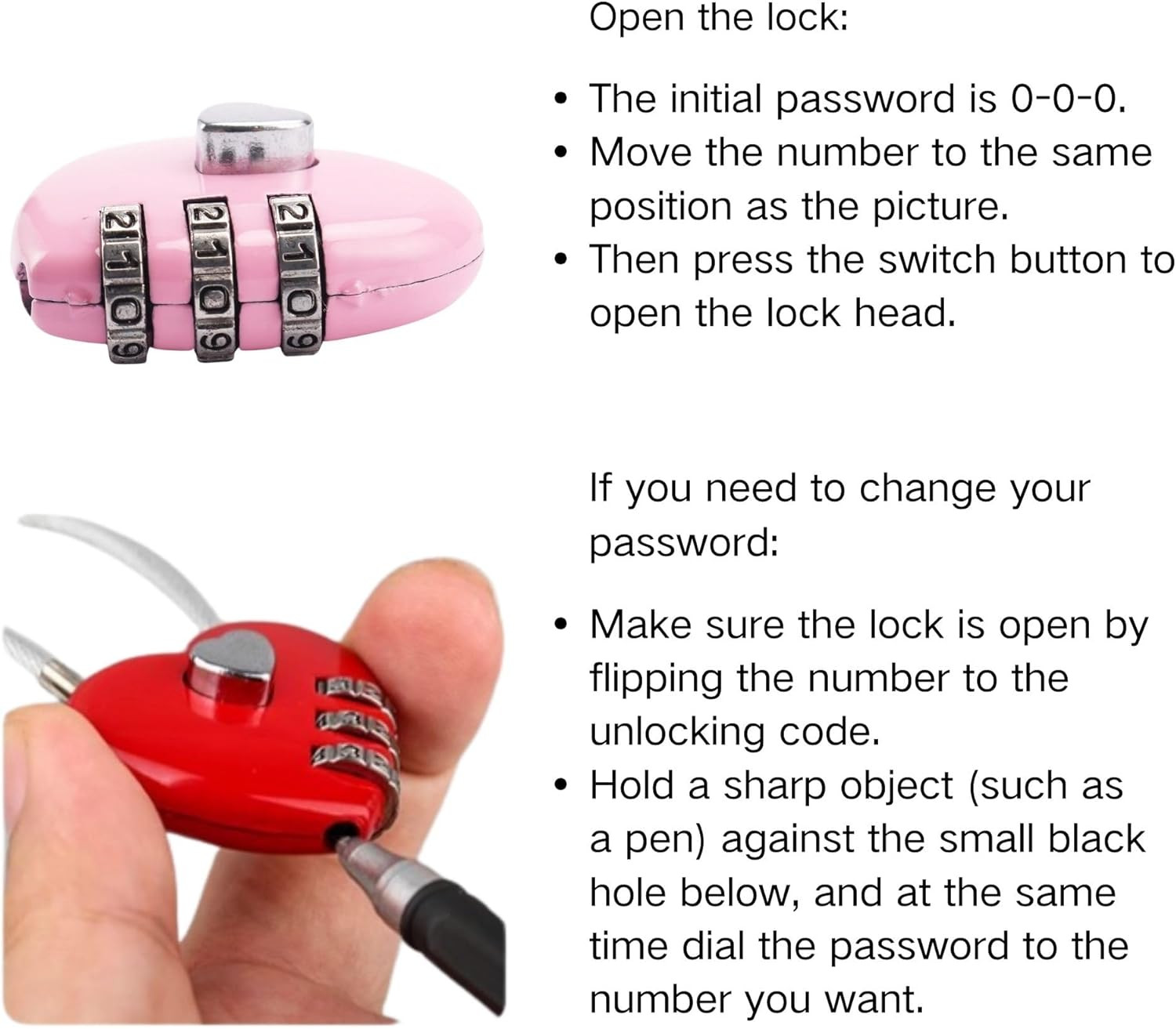 4 Pcs Heart Padlock Small Metal Heart Shaped Padlock Mini Code Lock for Jewelry