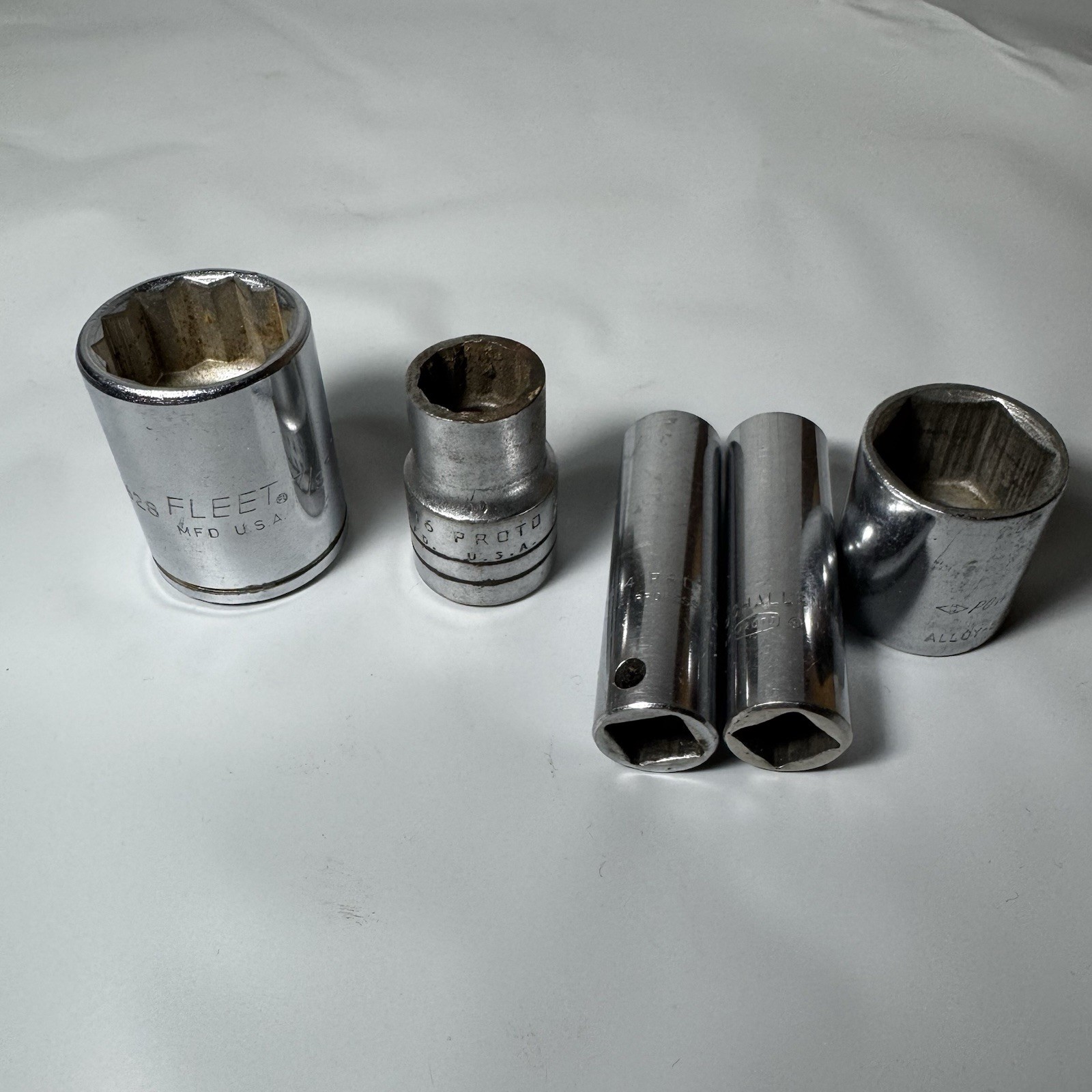 5Pc Vintage Collectible Socket Set Proto Powr Kraft & Challenger