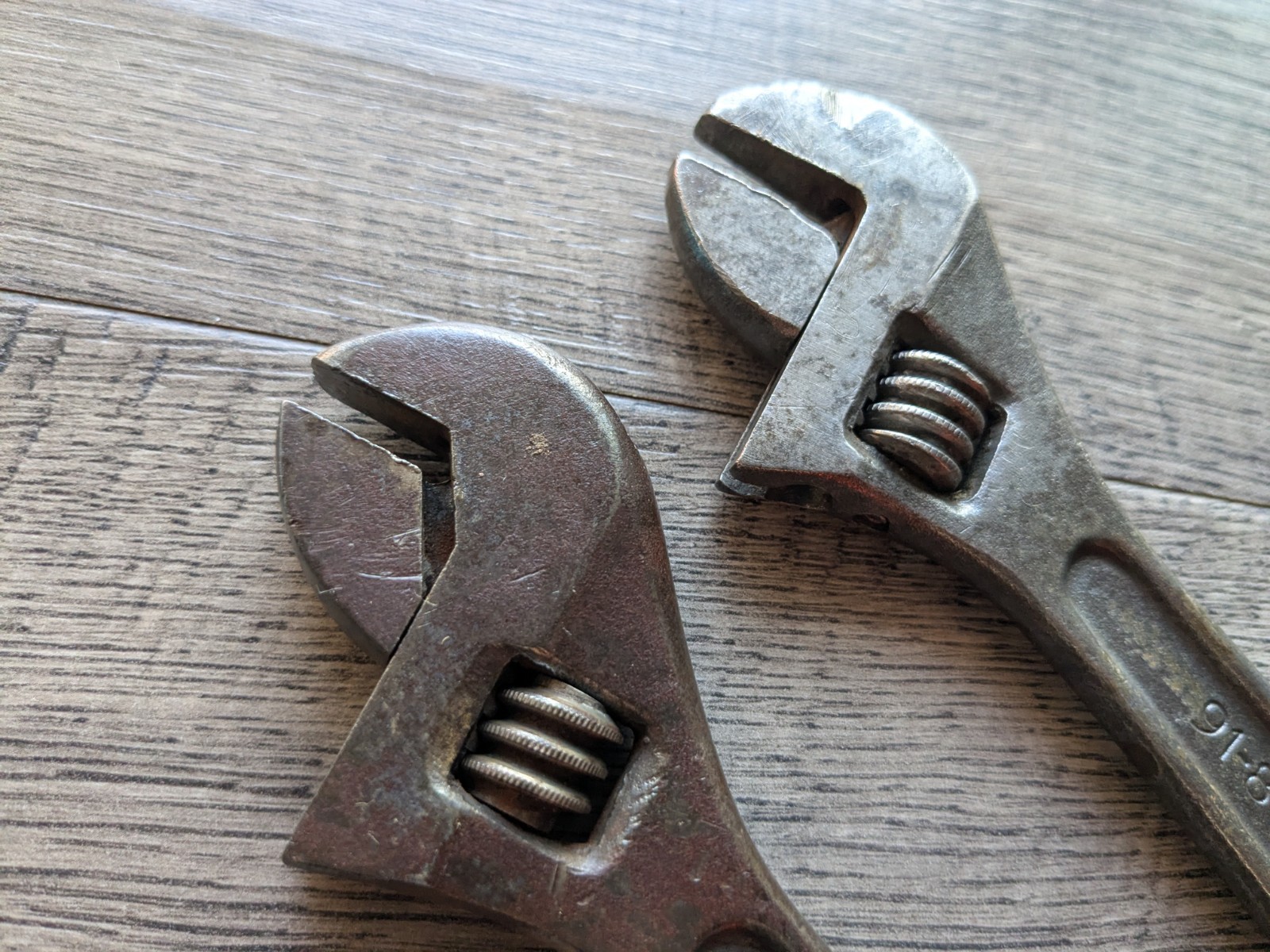 Lot of 2 Vintage USA 8″ Adjustable Wrench Tools: UTICA 91-8 & CRESCENT TOOL CO.