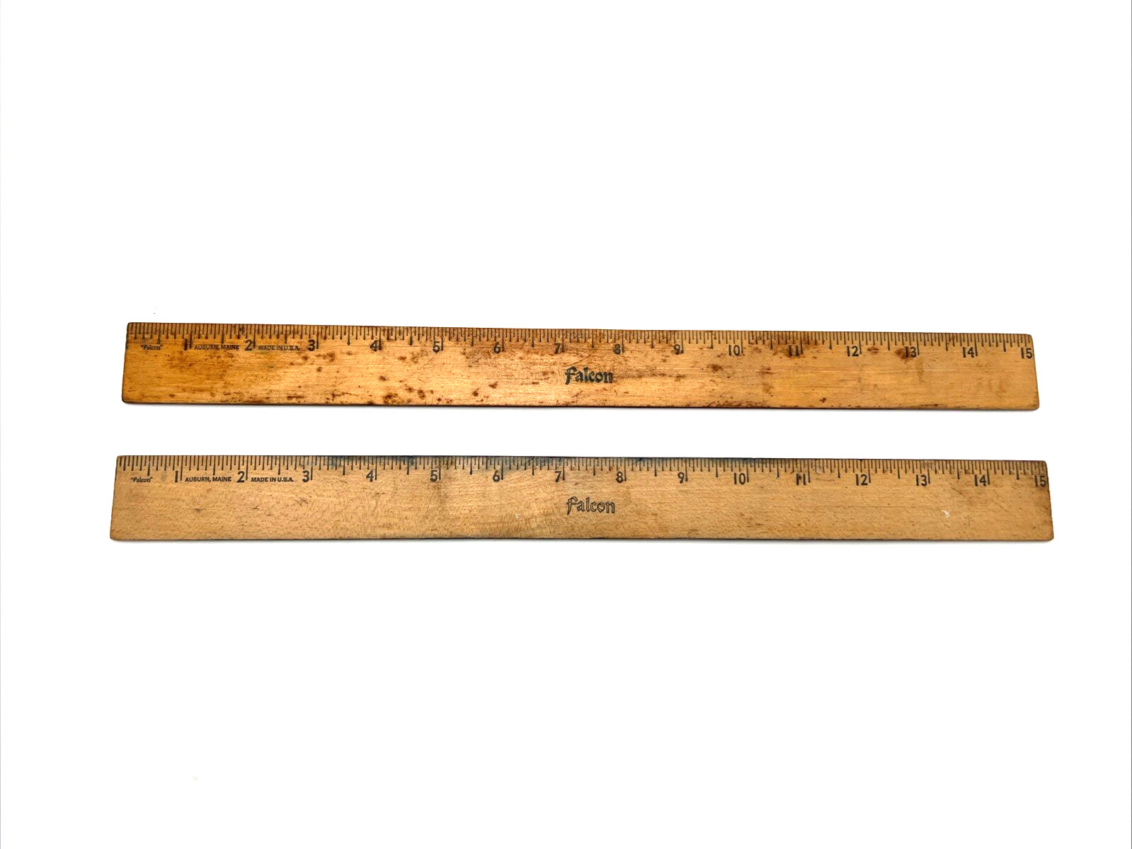 Lot Of 2 Vintage Wood 15″ School Ruler Strateline, Honor, Falconer Made In USA