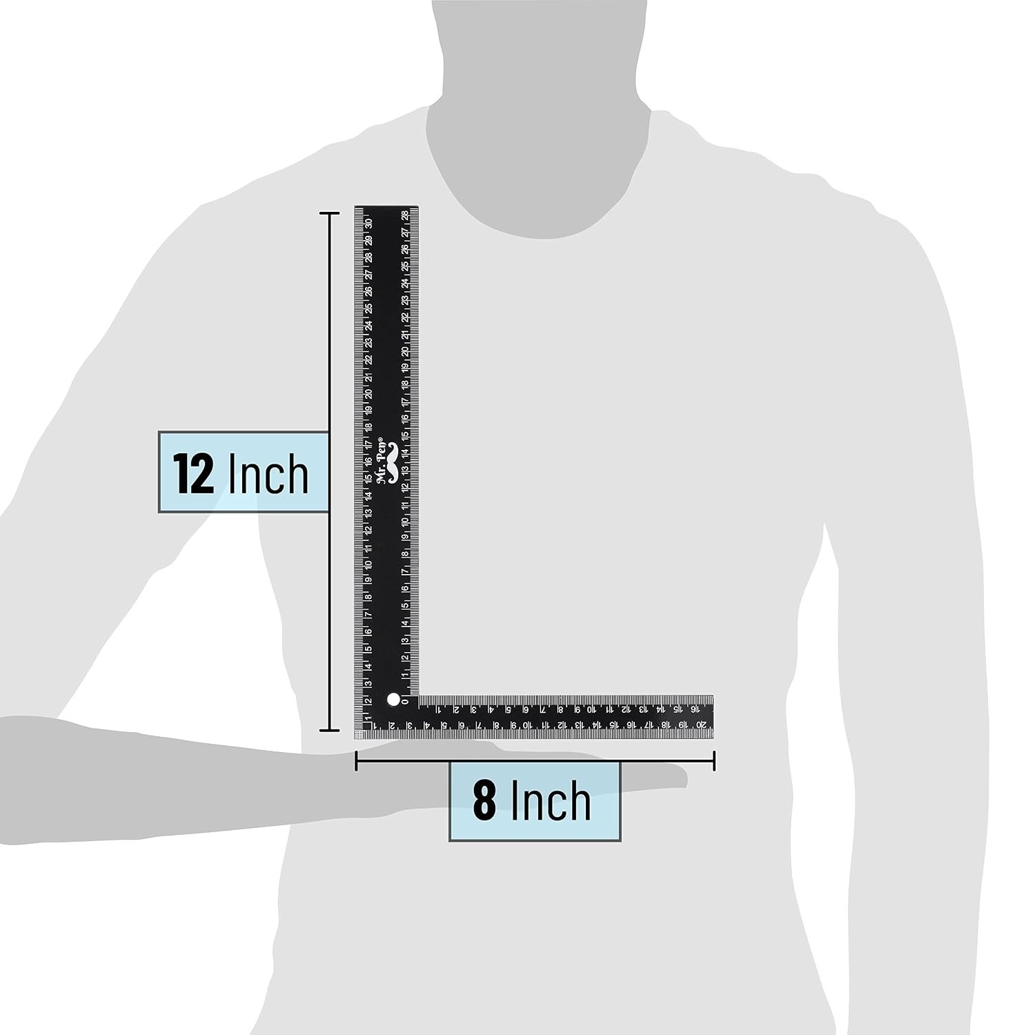 Black 8×12 Inch Carpenter Square – Accurate 1/16-Inch Graduation for Woodworking