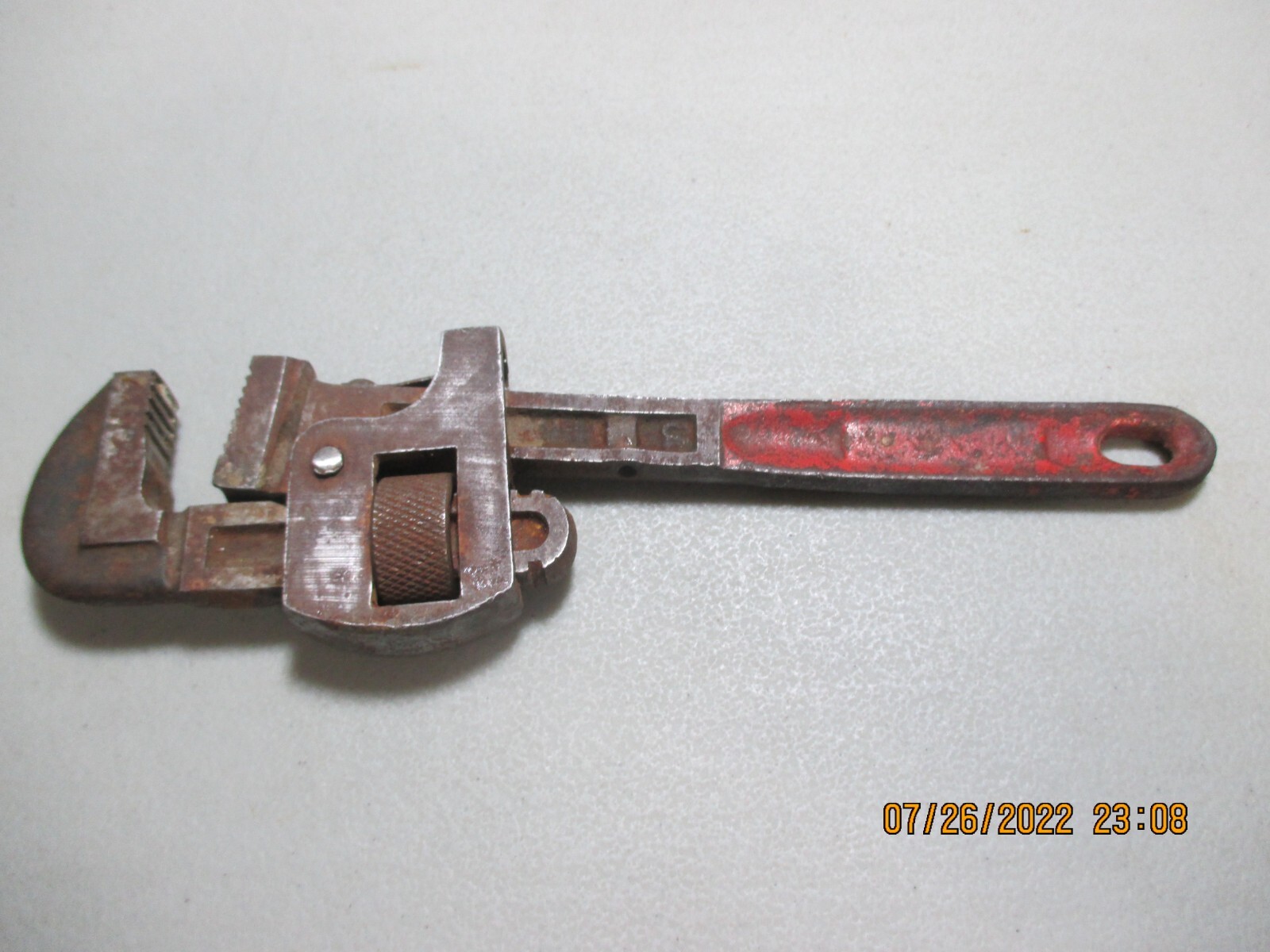 Vintage Supreme No. 10 Steelcraft Forged Pipe Wrench Original RED Handle