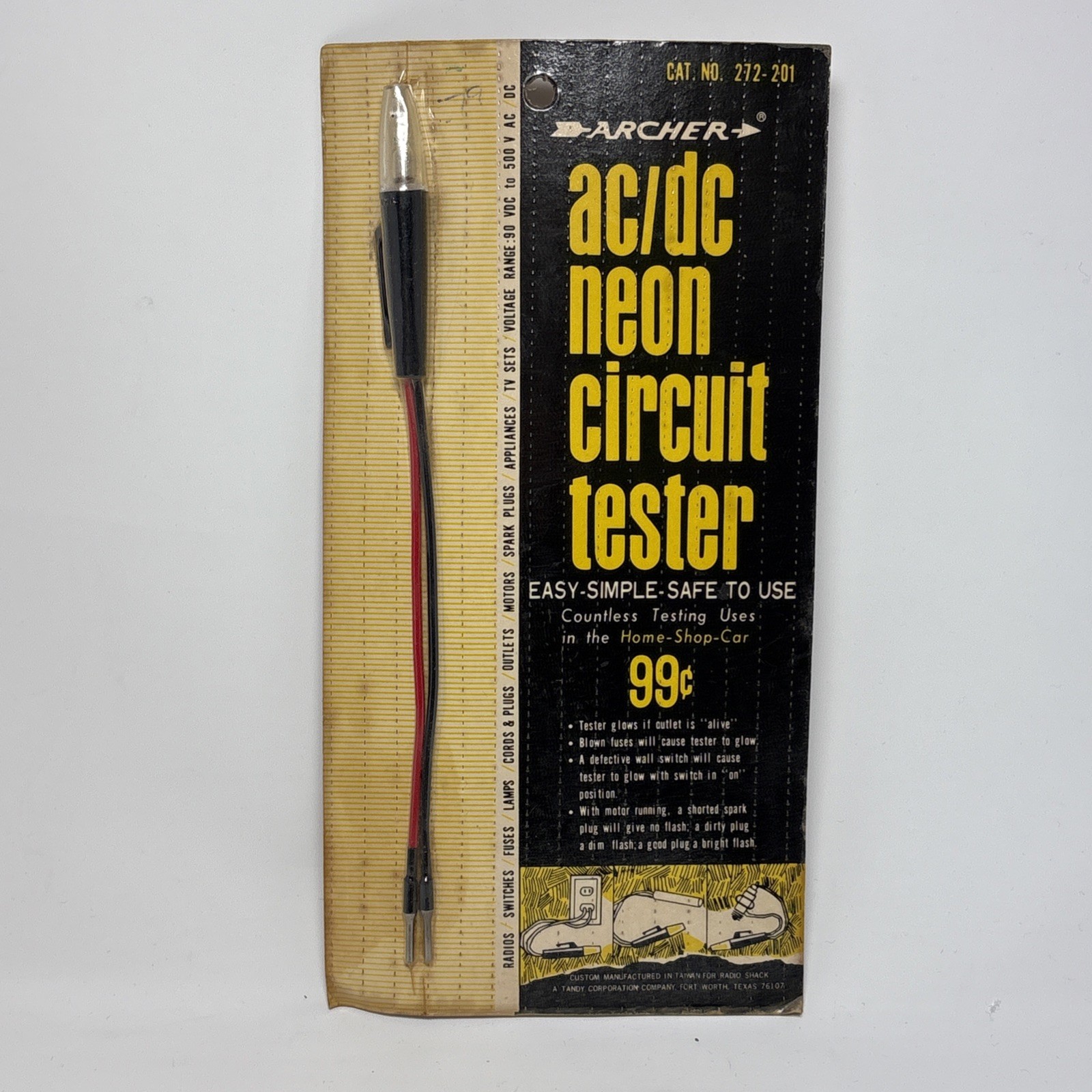 Vintage Neon Electric Tester Archer Lite AC DC Circuits 90 Volts To 500 272-201