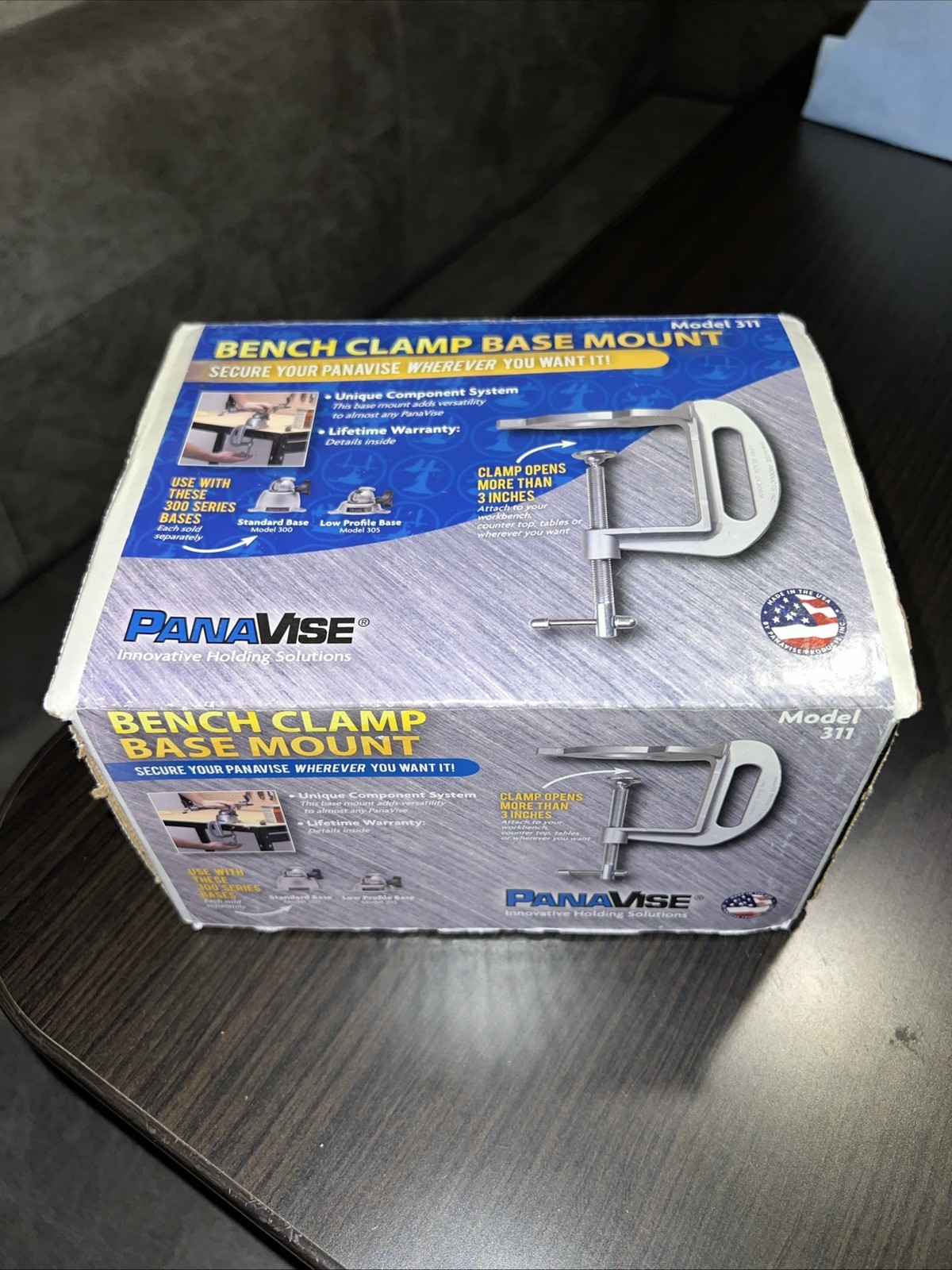 PanaVise Bench Clamp Base Mount Model 311 Vintage USA Made w/ Box & Hardware