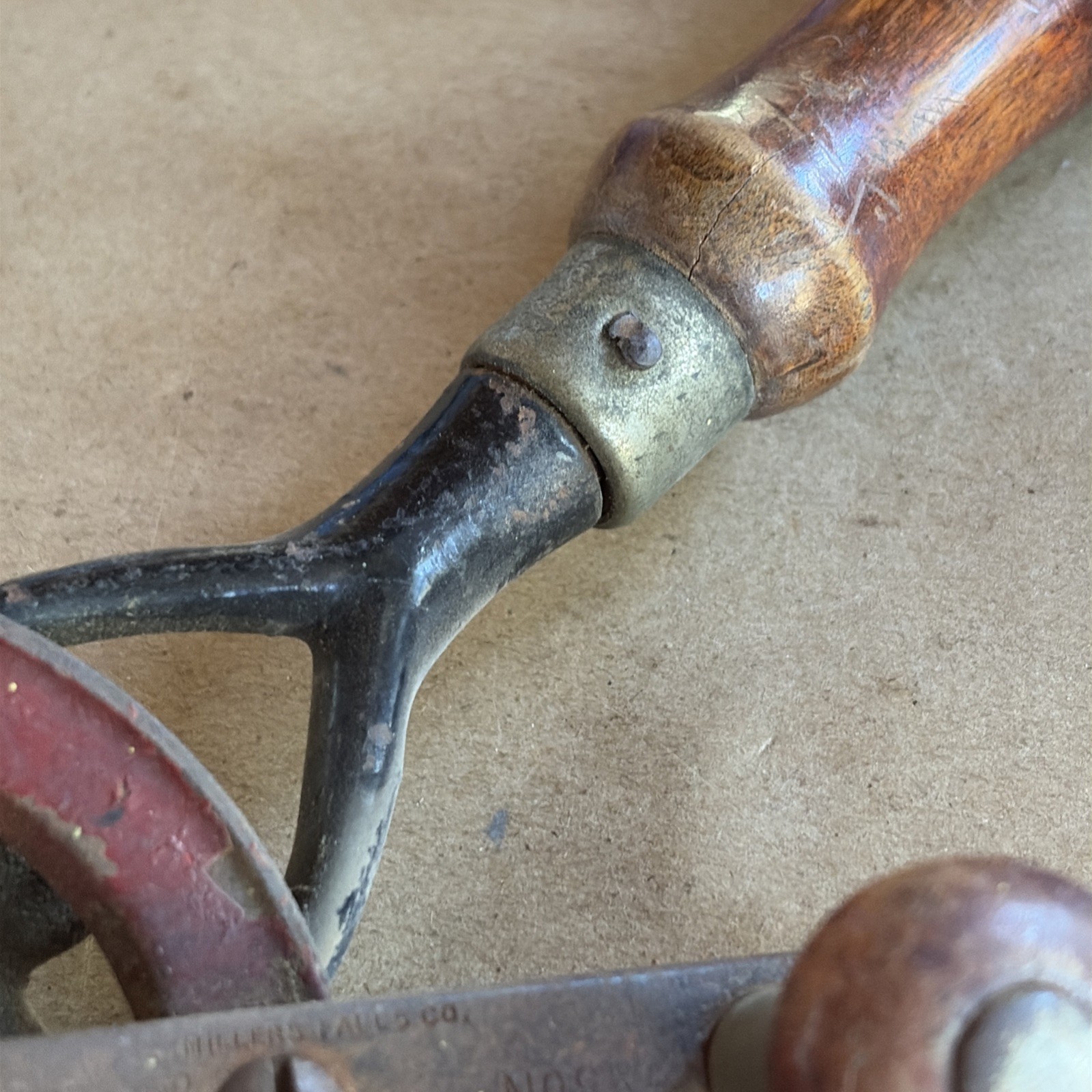 Antique Millers Falls Tool Co. No. 85 Hand Drill Eggbeater Woodworking Bit Brace