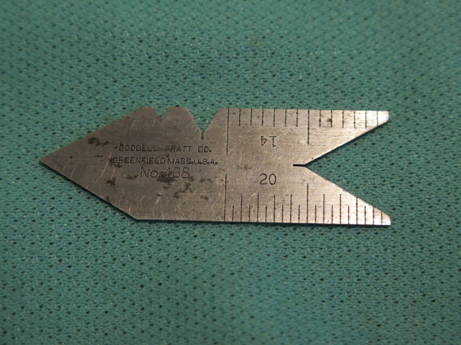 vintage Goodell Pratt 438 Greenfield MA center gage for machinist mechanic gauge
