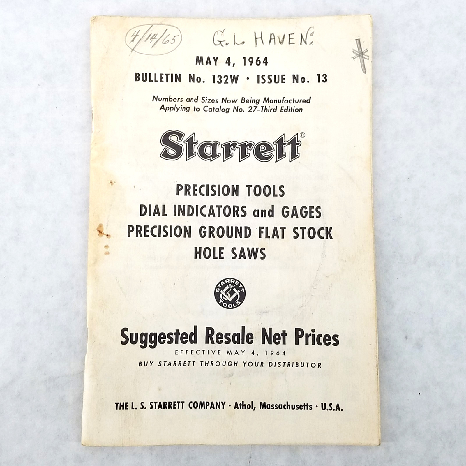Starrett Precision Tools Bulletin 132W, No 13 – Precision Tools, Gages – 1964