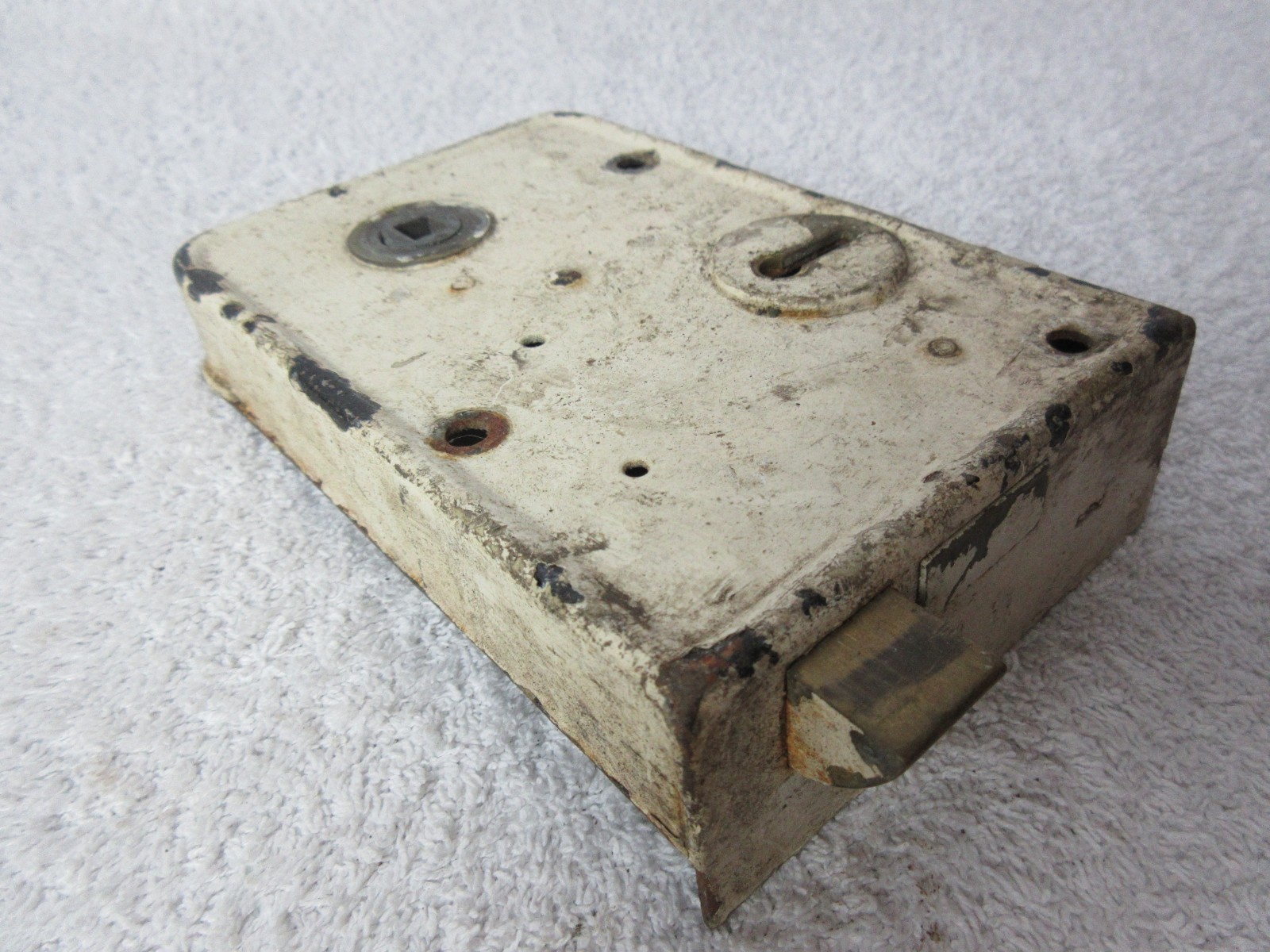 Vintage White Surface mount Mortise Door Lock Unit with Key