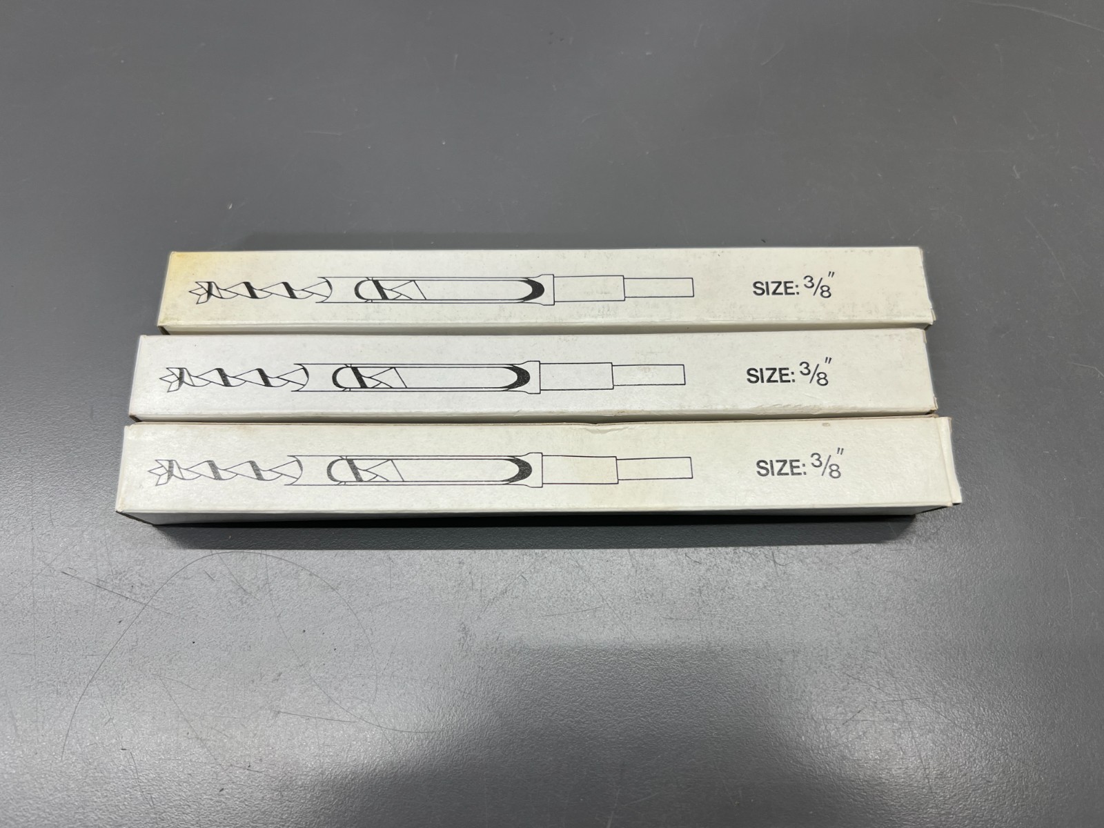 (K) VINTAGE NOS EAGLE TOOL CO. 3PC MORTISE BIT DRILL SET RR03 3/8″ – UNUSED