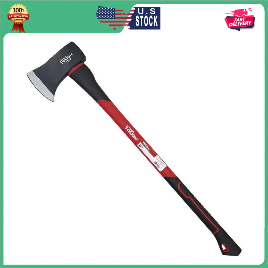 Hyper Tough 3.5 lb Single Bit Axe with Fiberglass Handle and Steel Head