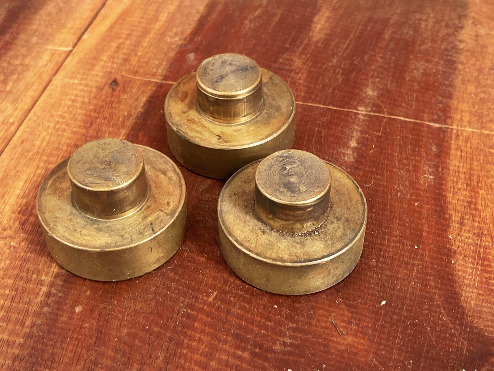 Vintage Lot x3 45mm 225g Solid Brass Hammer Faces Toolmaker Mallet Tools