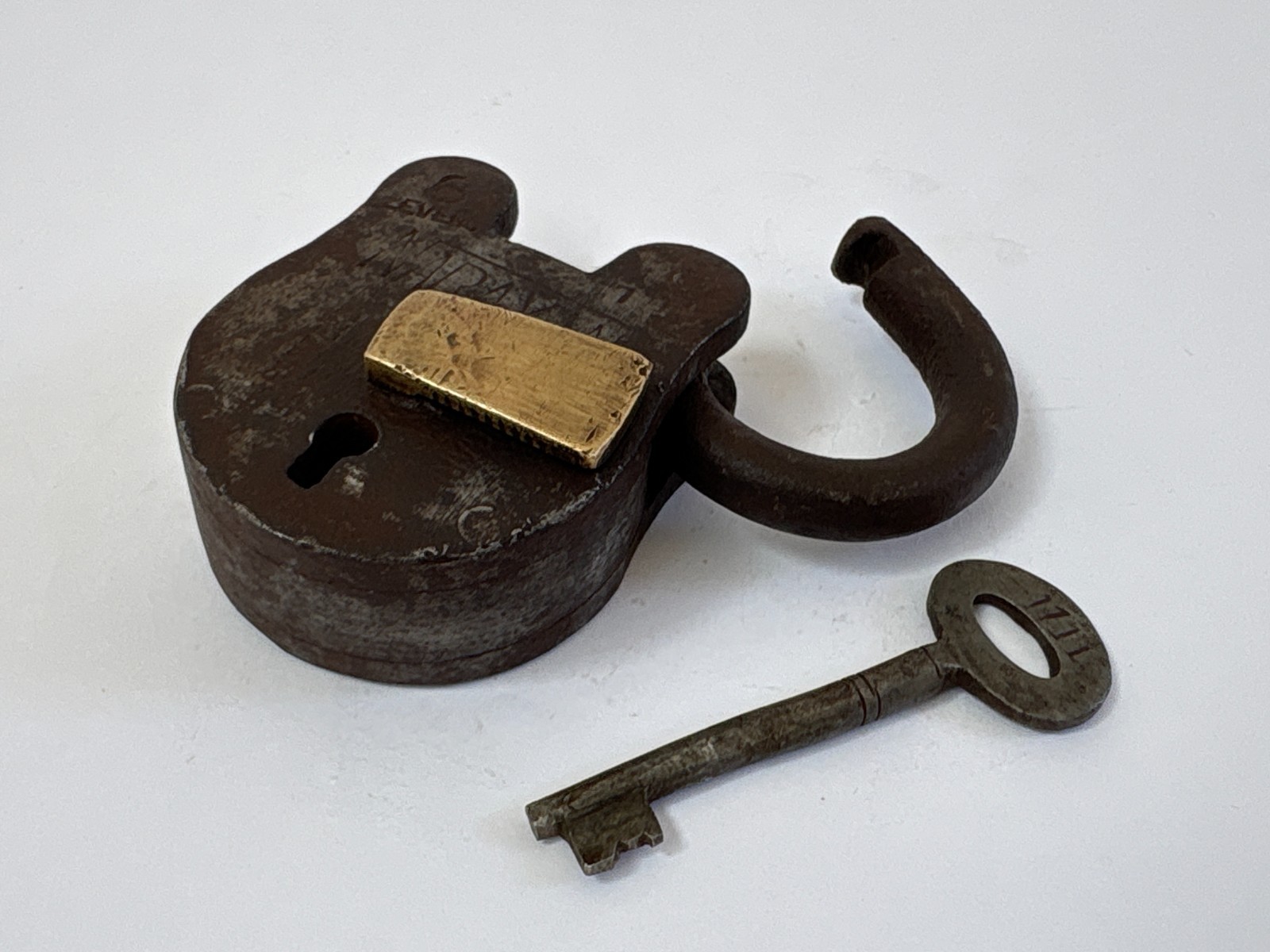 Vintage Brass Tag Iron Padlock Decorative Collectible Working Original Key