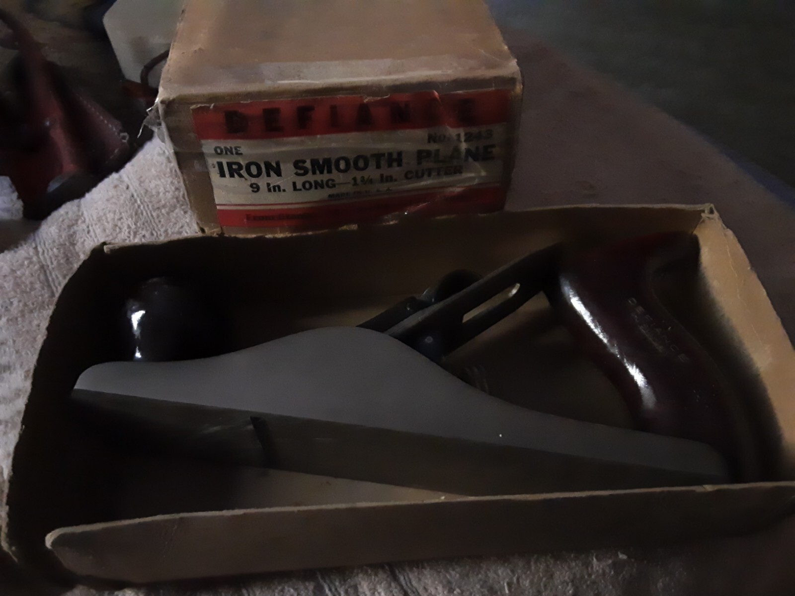 Vtg. Plane DEFIANCE by STANLEY No. 1243 Smooth Plane 9″ Long 1-3/4″ Cutter U.S.A