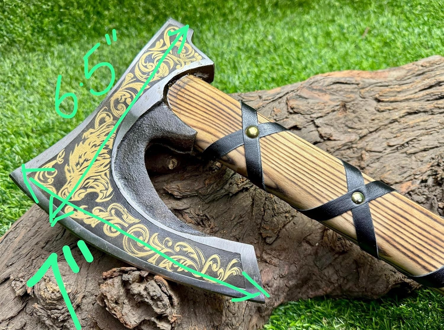 Hand Forged Viking Axe | High Carbon Steel Blade,Leather Wrapped Handle Antique