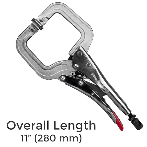 PR115S Locking C-Clamp Pliers, 11″, Swivel Tip, Throat Depth 3-1/4″, Opening
