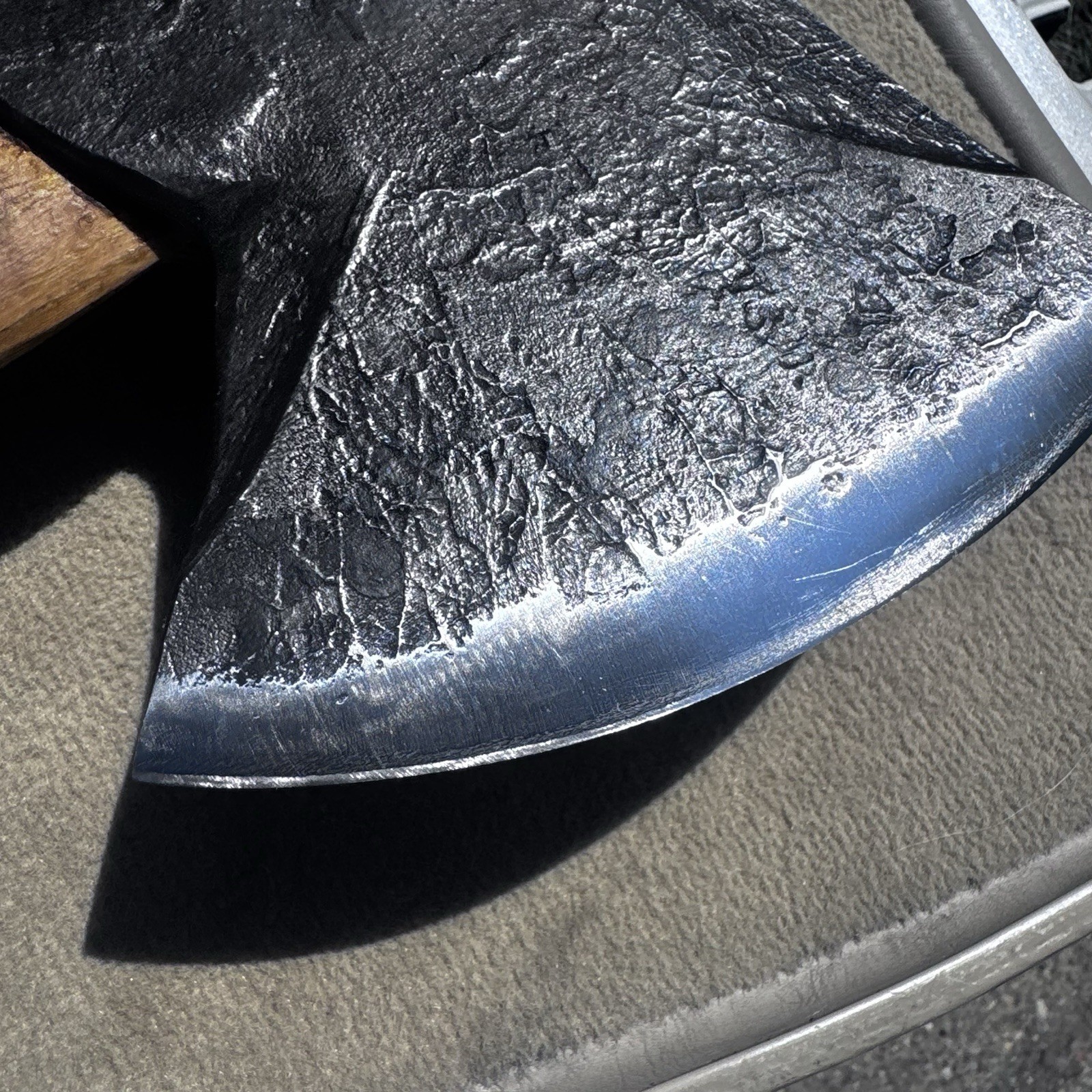 Honaker Blacksmithing Hand Forged Axe USA Custom w Leather Sheath 31in
