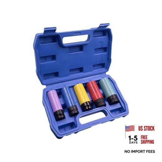 1/2 Inch Car Drive Impact Lug Nut Socket Set, 5PCS Thin-Walled Non-Marring 5pcs