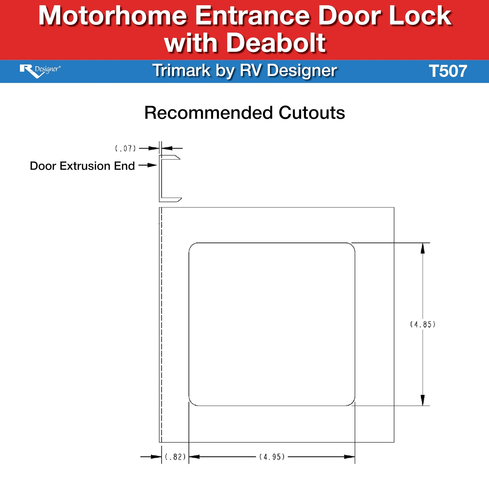 RV Designer T507 Motorhome Entrance Door Lock with Built-in Deadbolt for TriM…
