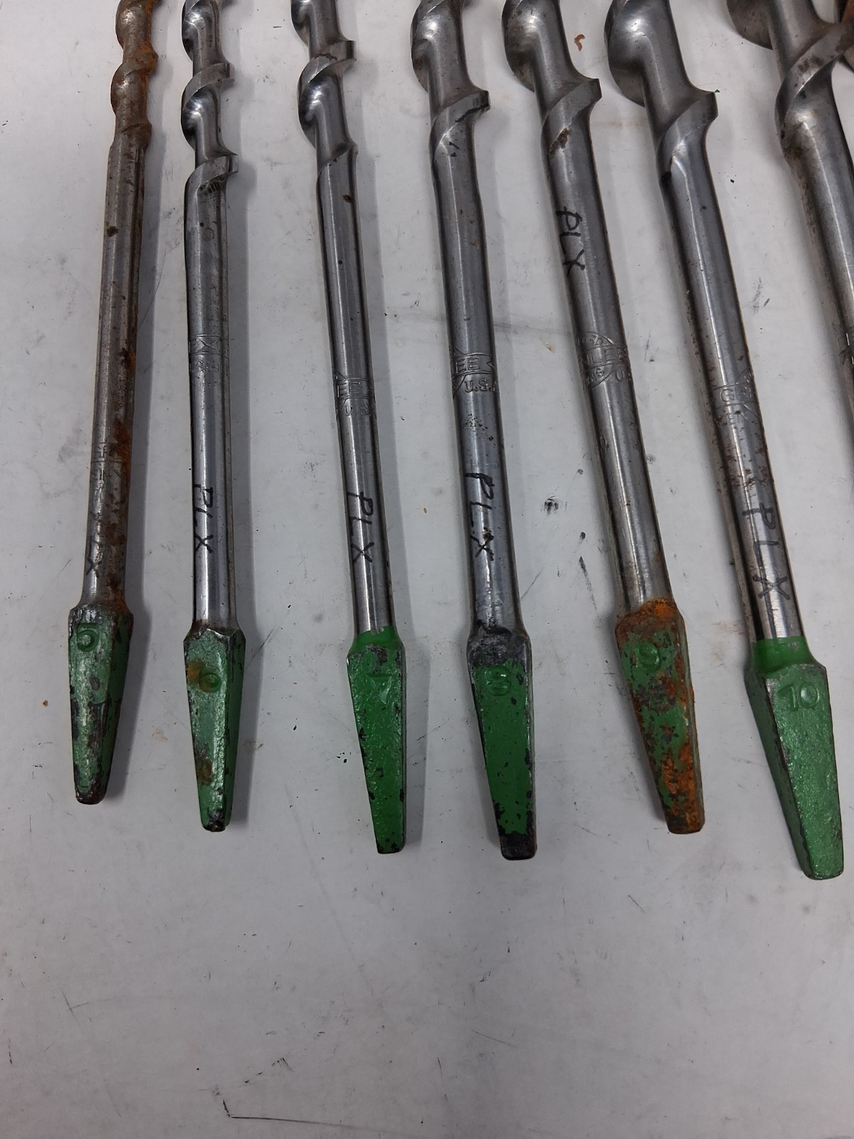 Vtg Greenlee Set Auger 13 Hand Drill Bits Original Hinge Box Missing 1 Bit. P