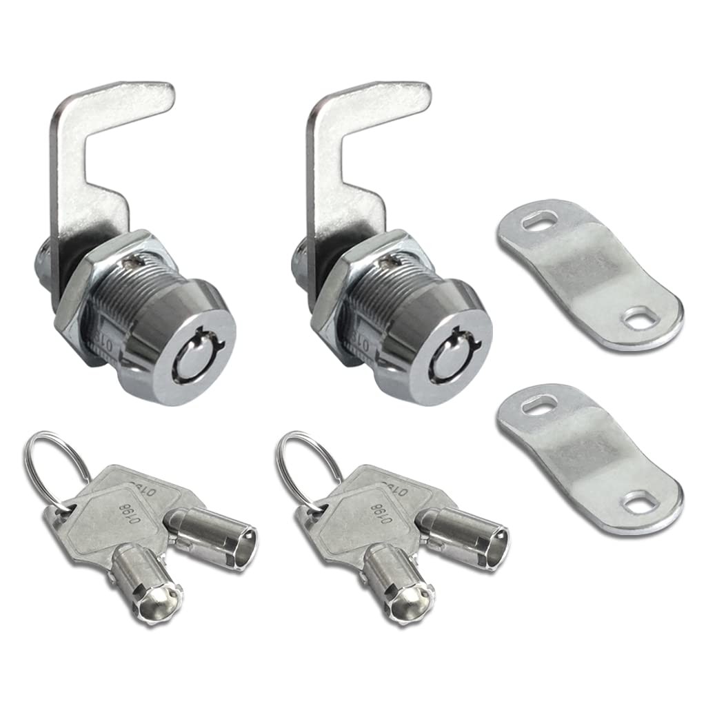 2 Pack Tubular Cam Lock 5/8 Inch Replacement Hook Drawer Cabinet Metal Wood Zinc