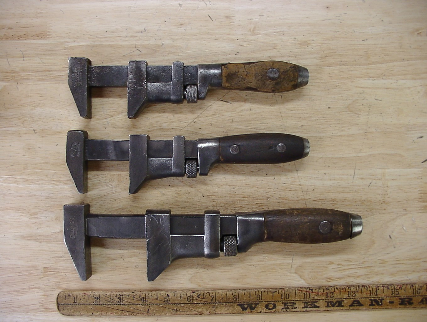 3 Antique Perfect Handle StyMonkey Wrenches,Incl Coes,Billings, & Pexto,L@@K!