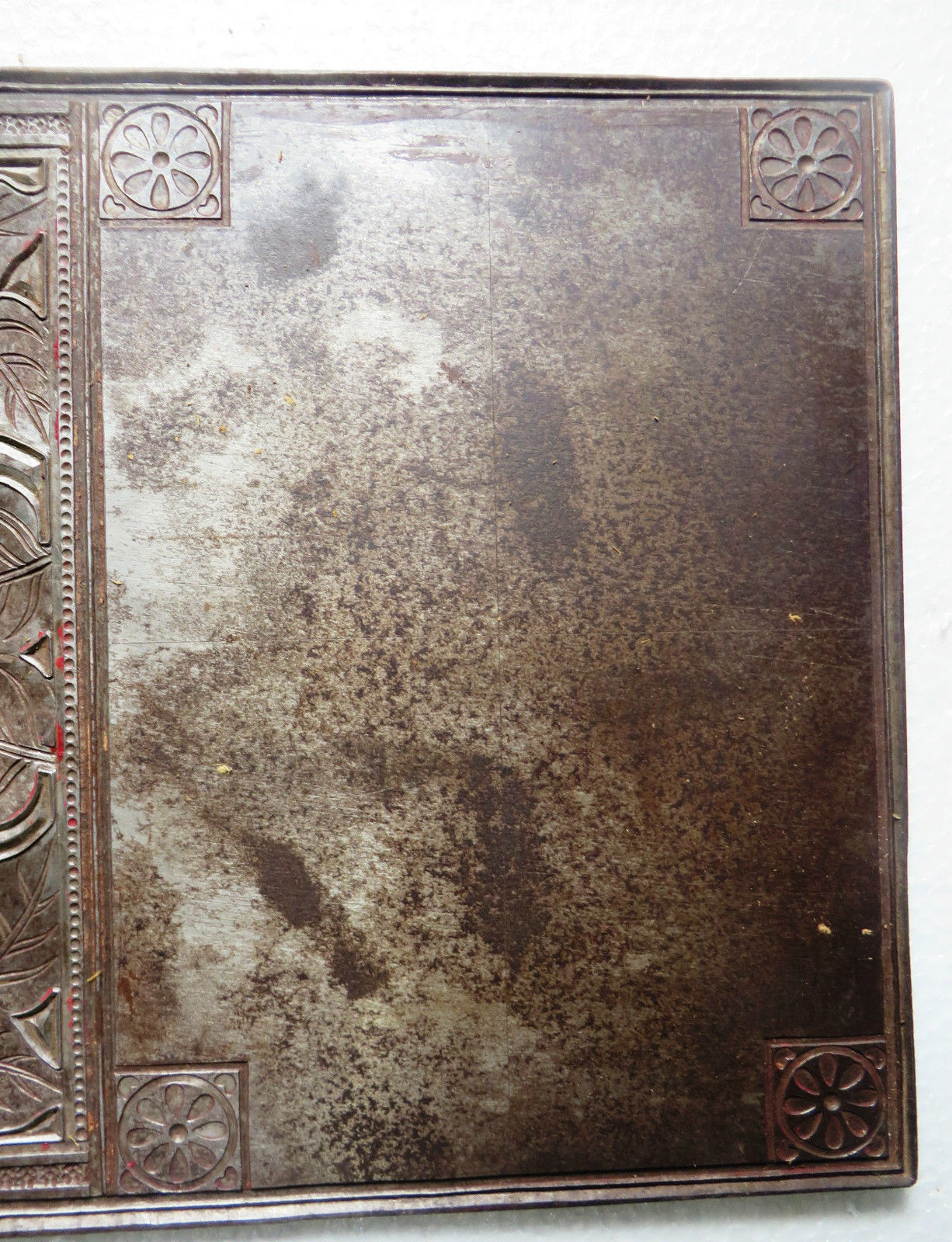 Antique Carved Graphic Emboss die Mold Plate Forged Iron Ganesha image & Flowers
