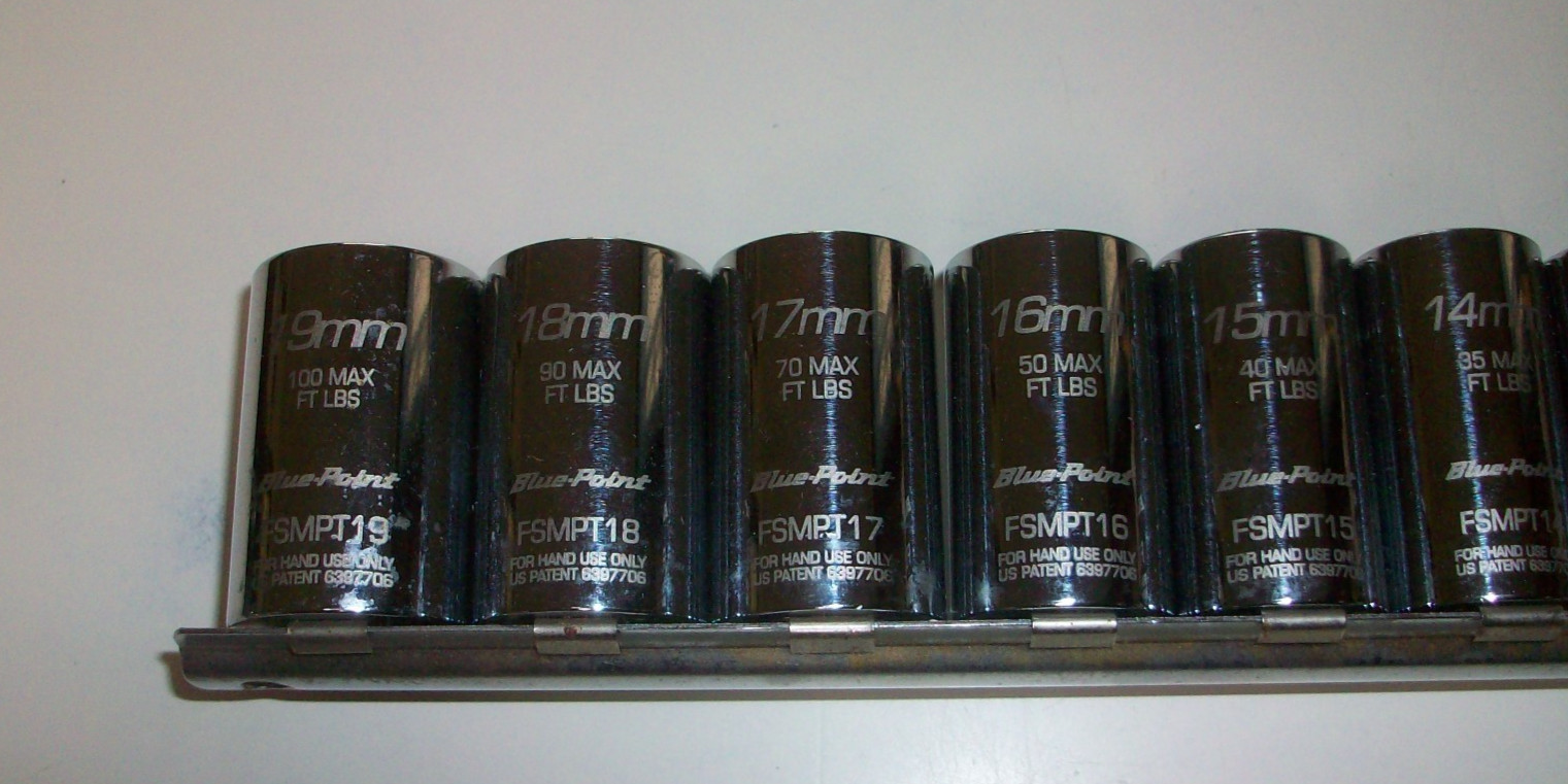 Blue Point~ Protective Thin Wall~ Metric Socket Set~ 3/8″ Drive~ 6 pt.~ 8-19MM
