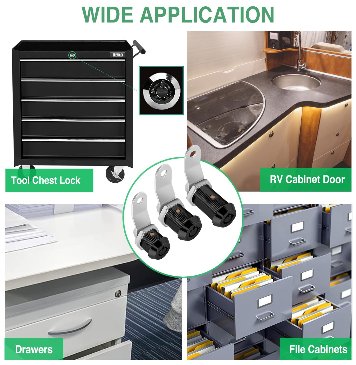 10 Pack Tool Box Lock with Keys, 5/8″ RV Storage Lock Keyed Alike, Cabinet