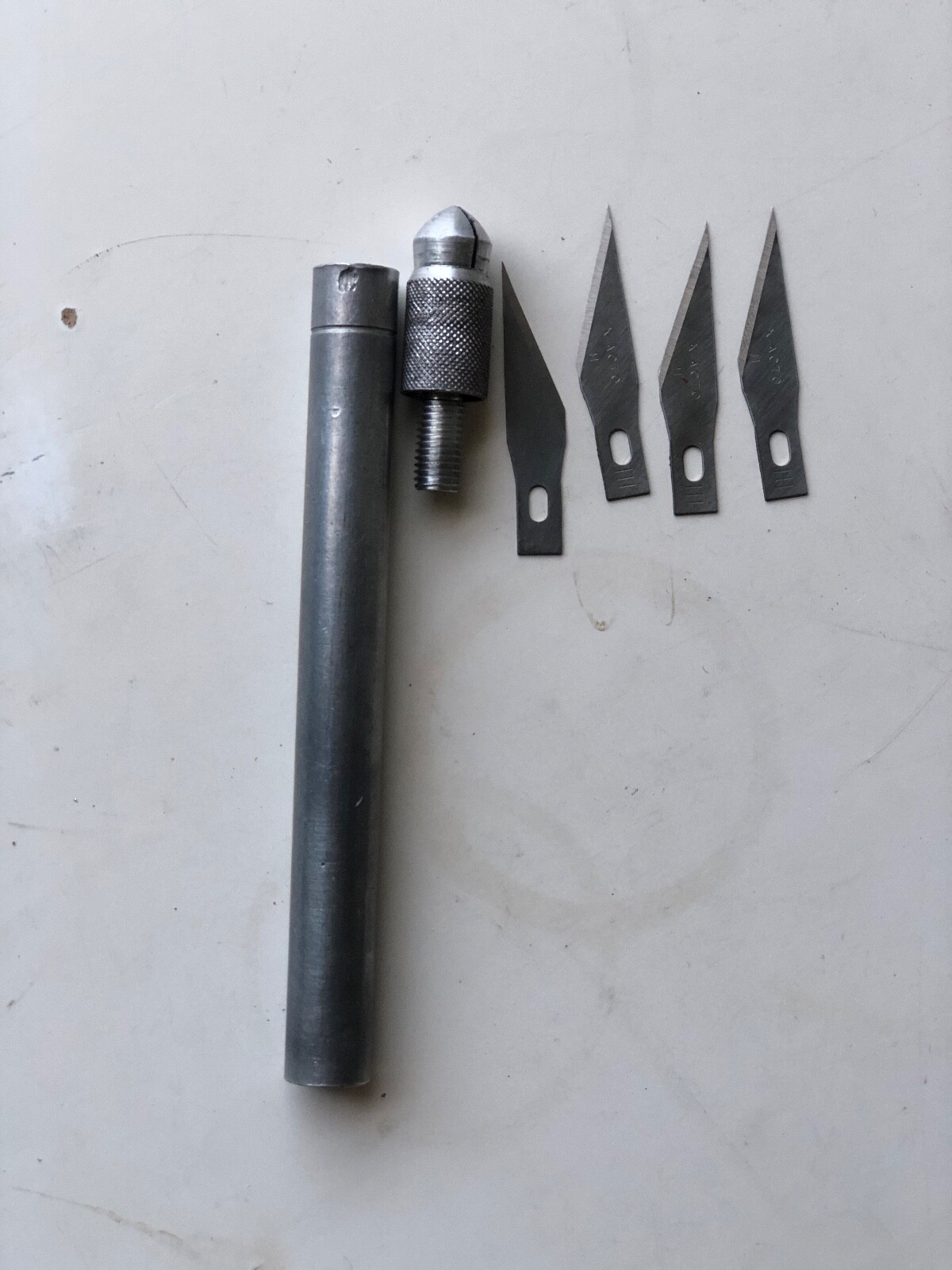 Vintage X-ACTO Aluminum Knife and 4 new blades – VTG Tool for craft/art supplies