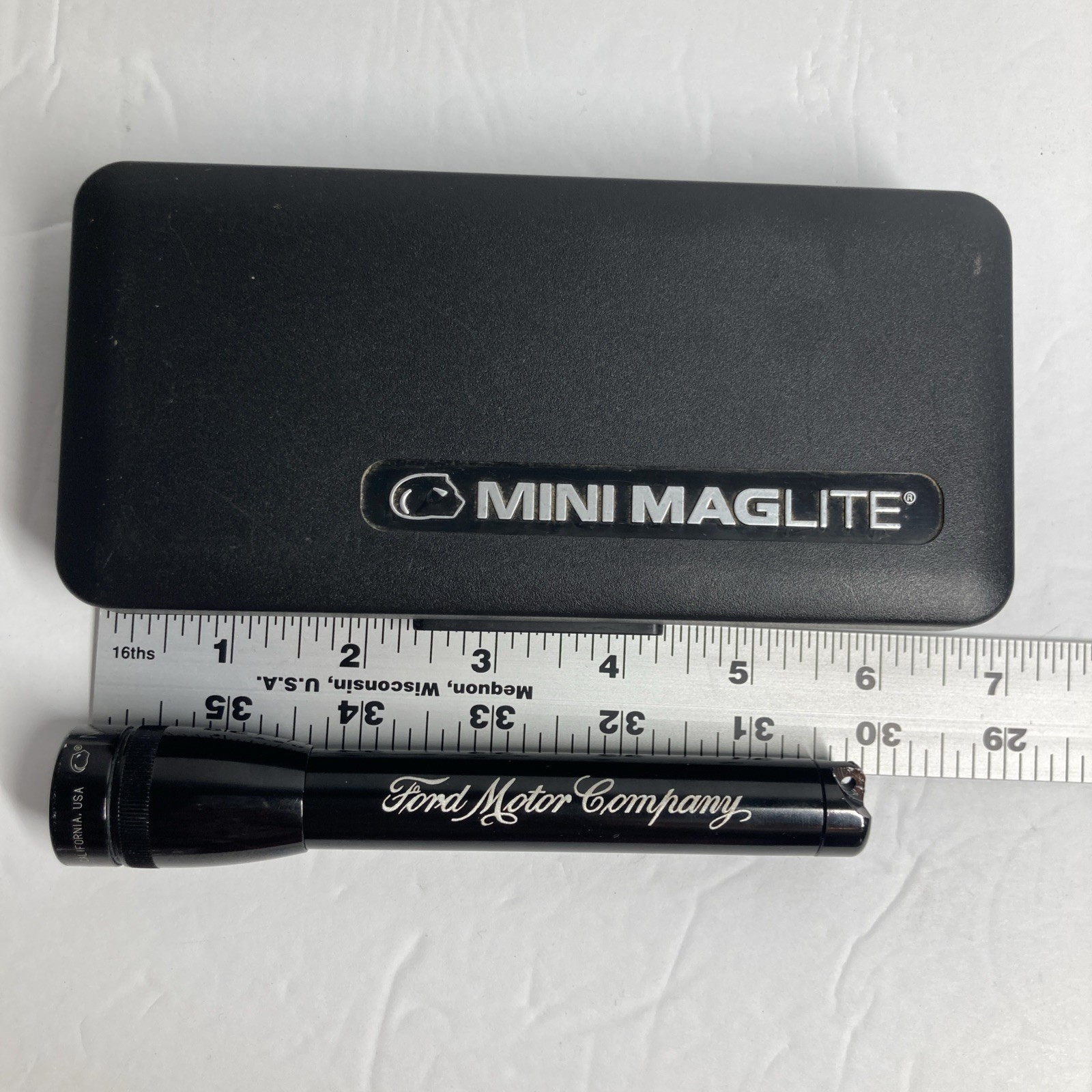 Ford Motor Company Mini Maglite Flashlight in Case —Untested