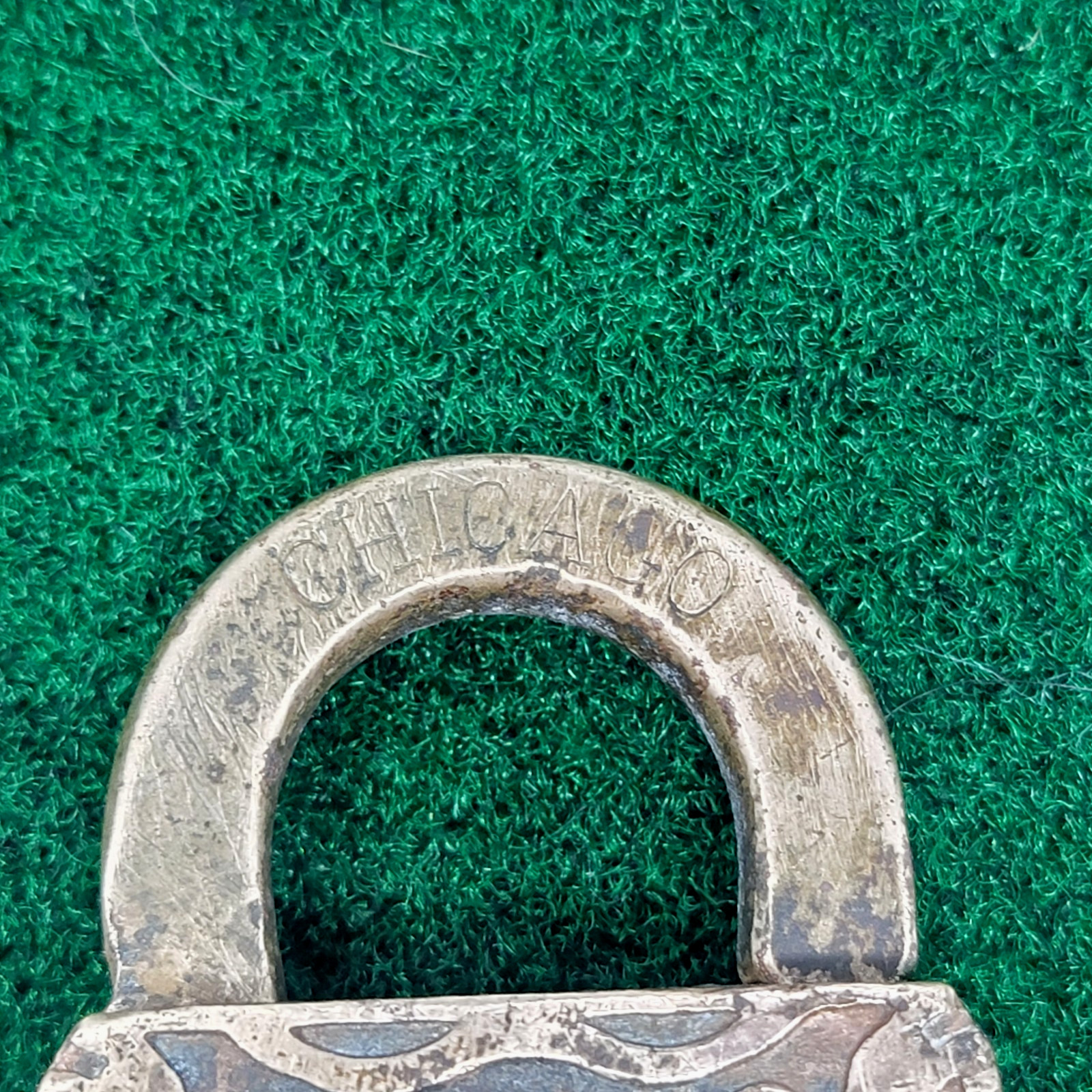 Antique Vtg 1909 Brass Padlock Lock OVB Our Very Best HSB Co Chicago Broken