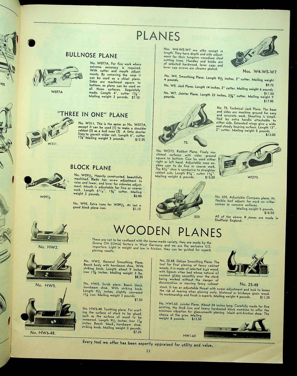 Vintage 1966 Sheffield Steel Tools Woodcraft Supply Corp Boston, Mass Catalog