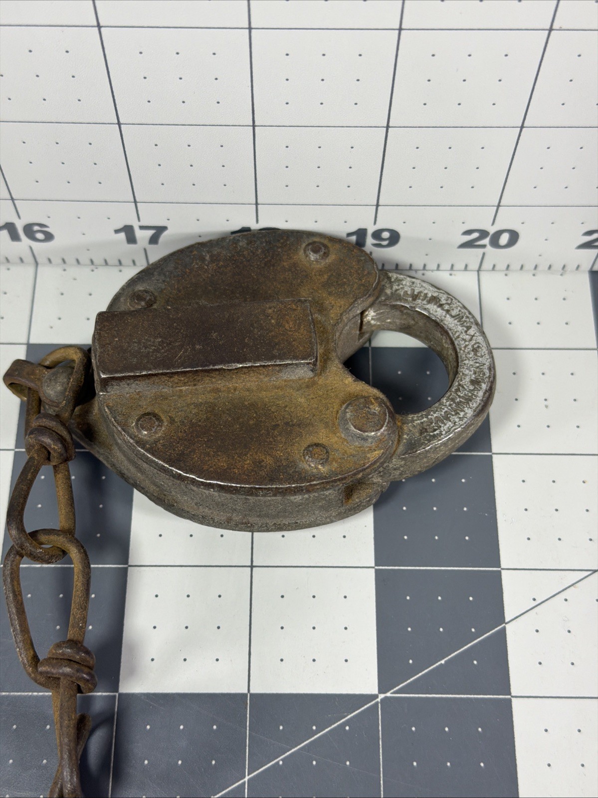 Vintage Brass JHW Climax Newark NJ Padlock Lock No Key W/chain