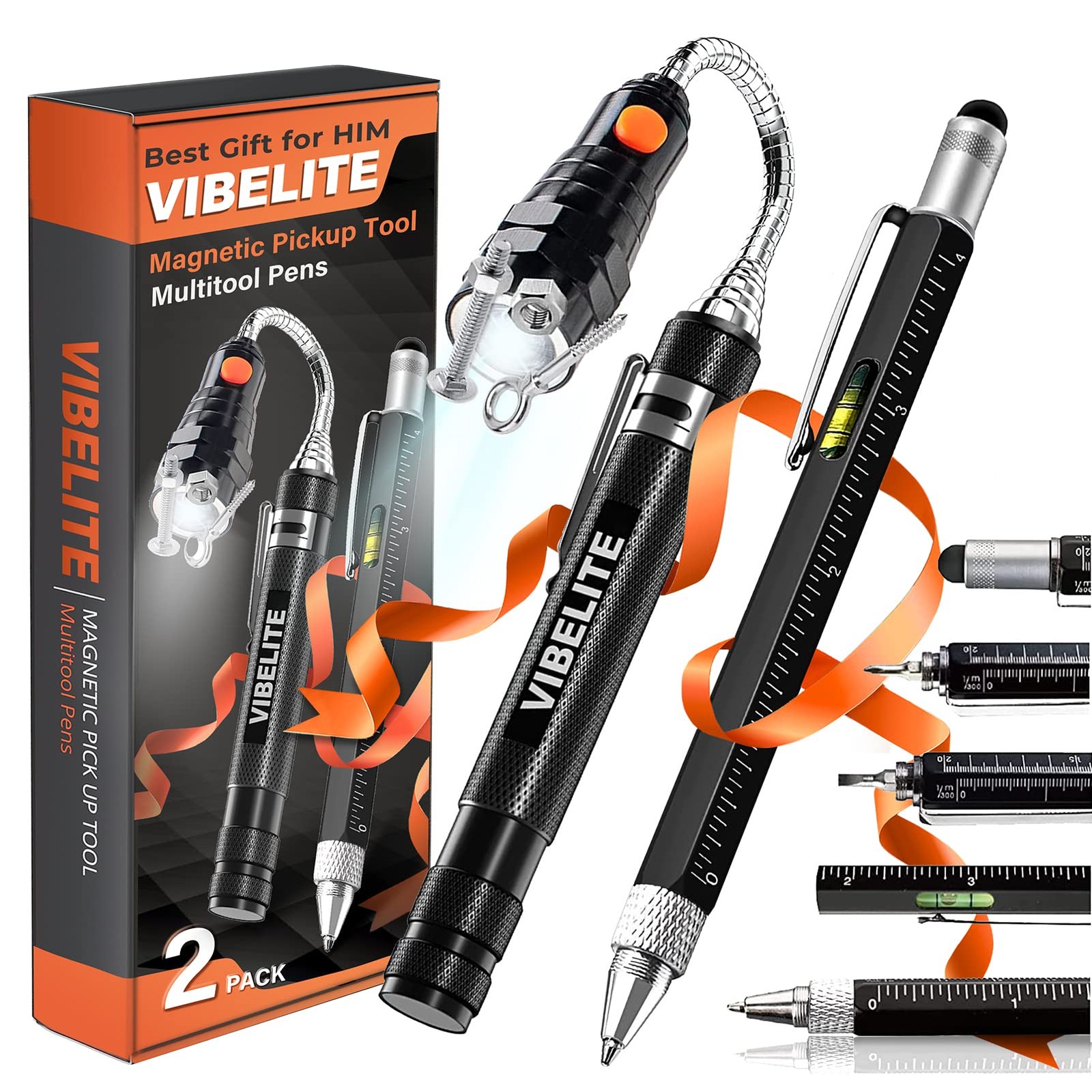 VIBELITE Magnetic Pickup Tool and 6 in 1 Multitool 2 Count (Pack of 1), Black