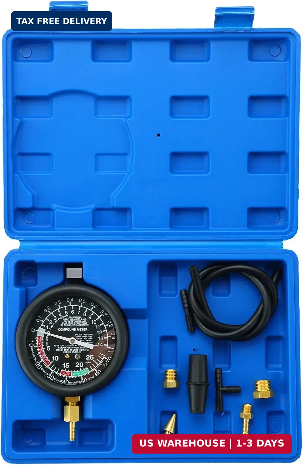 Vacuum and Fuel Pump Tester Gauge Kit | Gauge Leak Carburetor Pressure Diagnosti