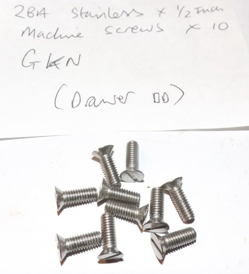 2 BA STAINLESS STEEL MACHINE SCREWS – 1/2 INCH X 10 – GKN – FREEPOST