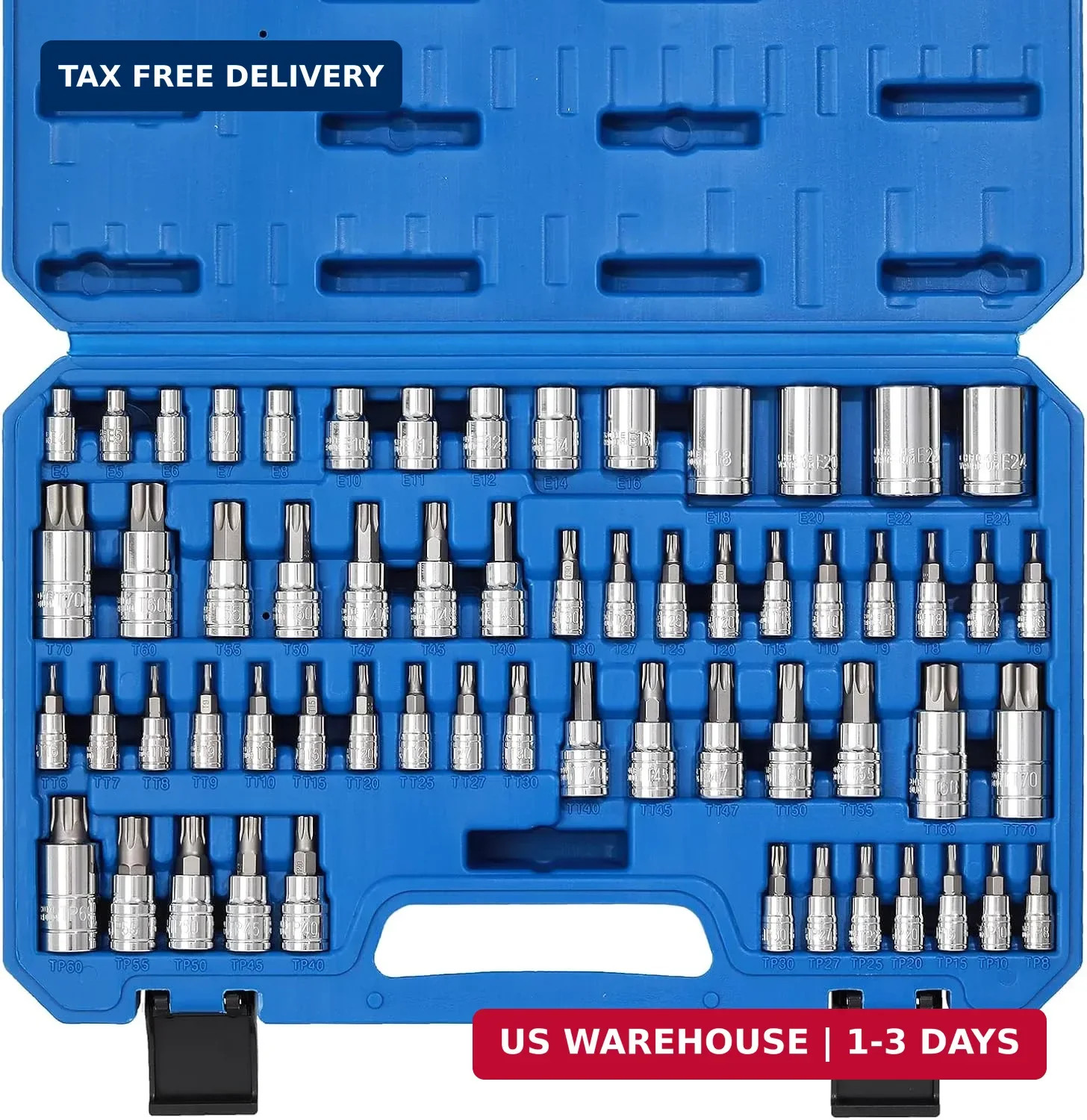 CASOMAN Master Torx Bit Socket and External Torx Socket Set, 60-Piece Set, S2 an
