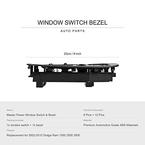 Master Power Window Switch and Bezel Driver Side and Window Bezel Black