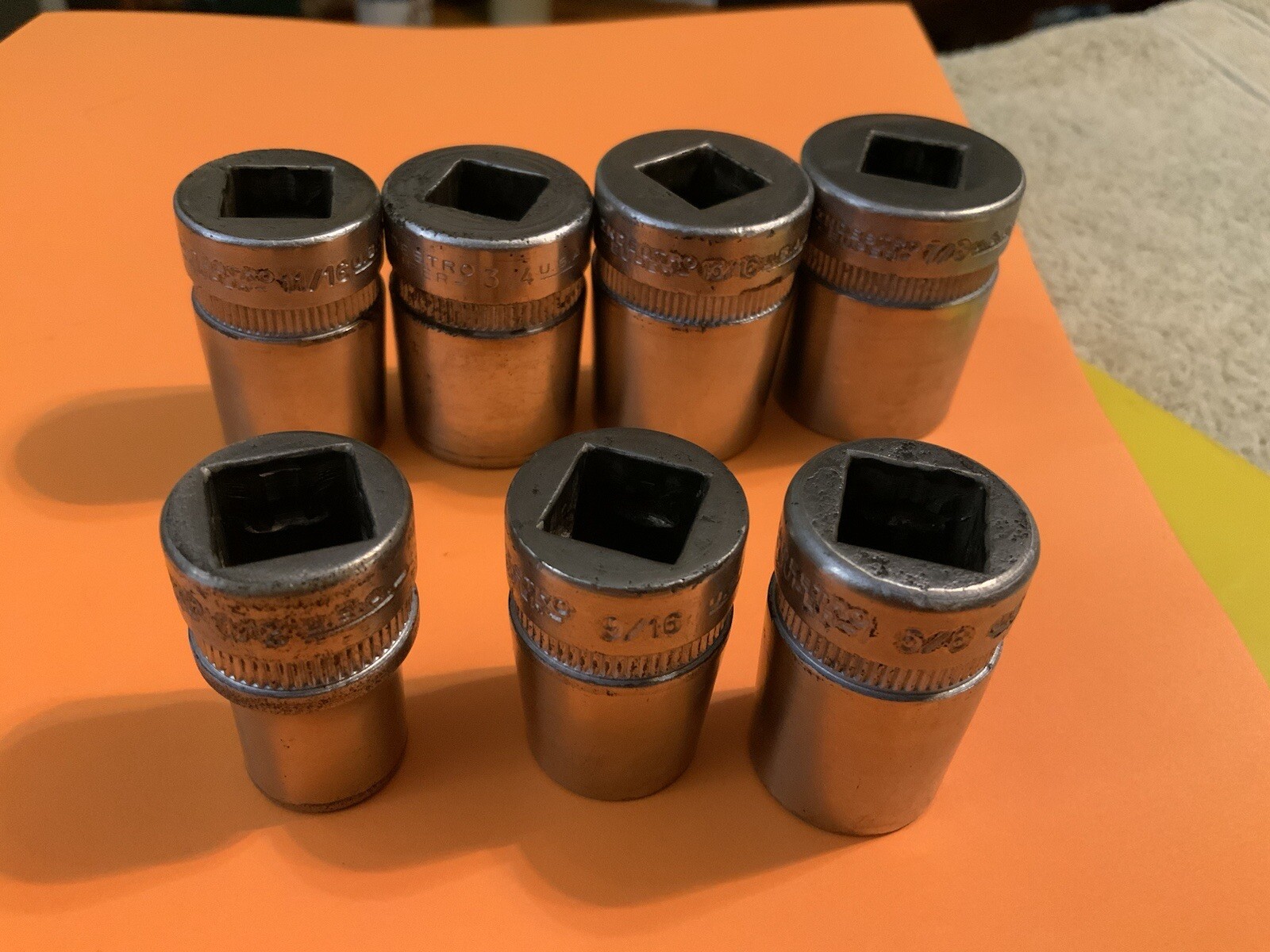 INDESTRO SUPER 6pc 1/2 Drive 12pt SAE Sockets, 9/16in. -7/8in., USA Made