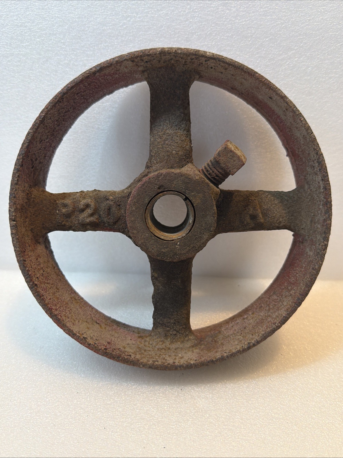 Cast Iron Steampunk Industrial Flat Belt Pulley Wheel 6″ Tall 1 7/8″ Wide B20 A
