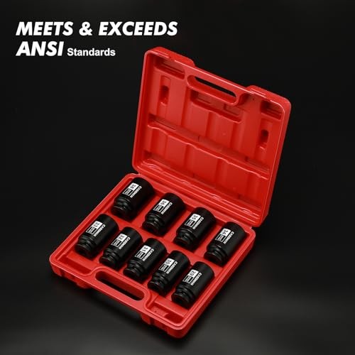 large socket set 1/2- Inch Drive Deep Spindle Axle Nut Impact Socket Set, 6