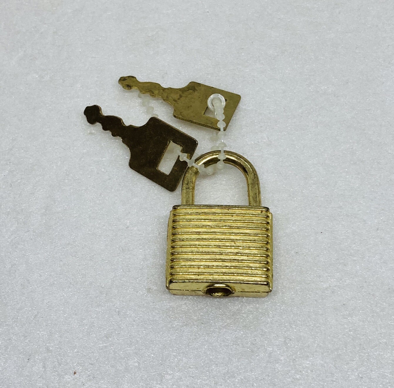 Vintage Metal Gold Tone Padlock Luggage Lock Briefcase Travel 1.25” Small 18