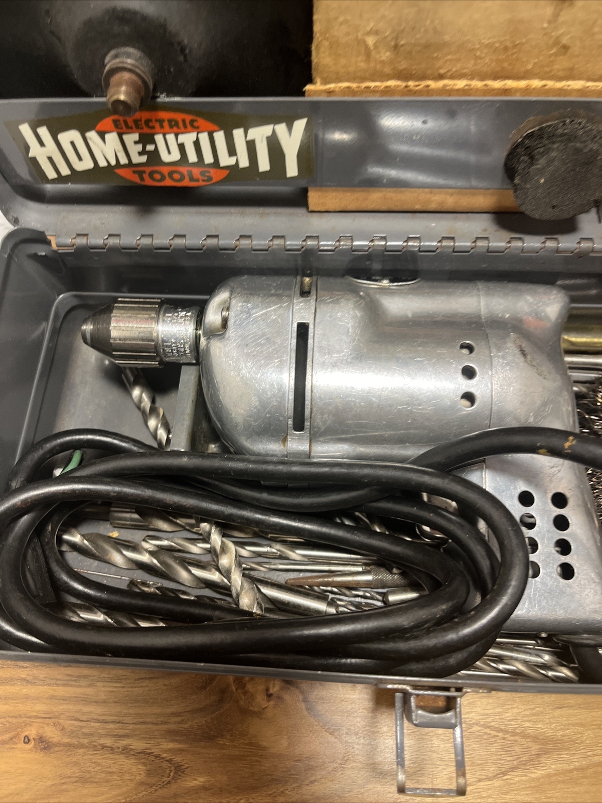 Vintage Black & Decker Electric Tool Kit Metal Case Box With 1/4” Utility Drill
