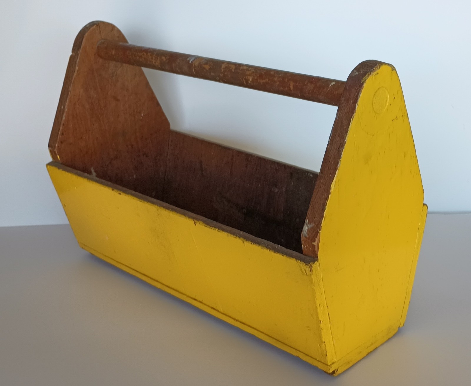 Vintage Wooden Open Tool Box Caddy Solid Wood Depression Era 11.5 x 6.75 x 17