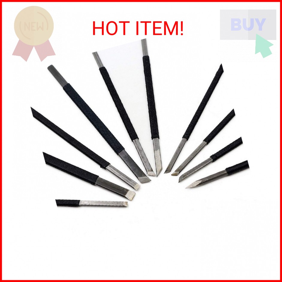 Toolso High Carbon Steel 10pcs Stone Carving Chisels/Knives Kits with Alloy Stee