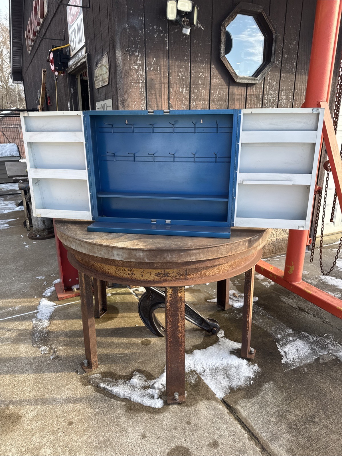 Vintage Bosch Germany Metal “Snowmobile Ignition Parts Center” Cabinet, 30″ x 24