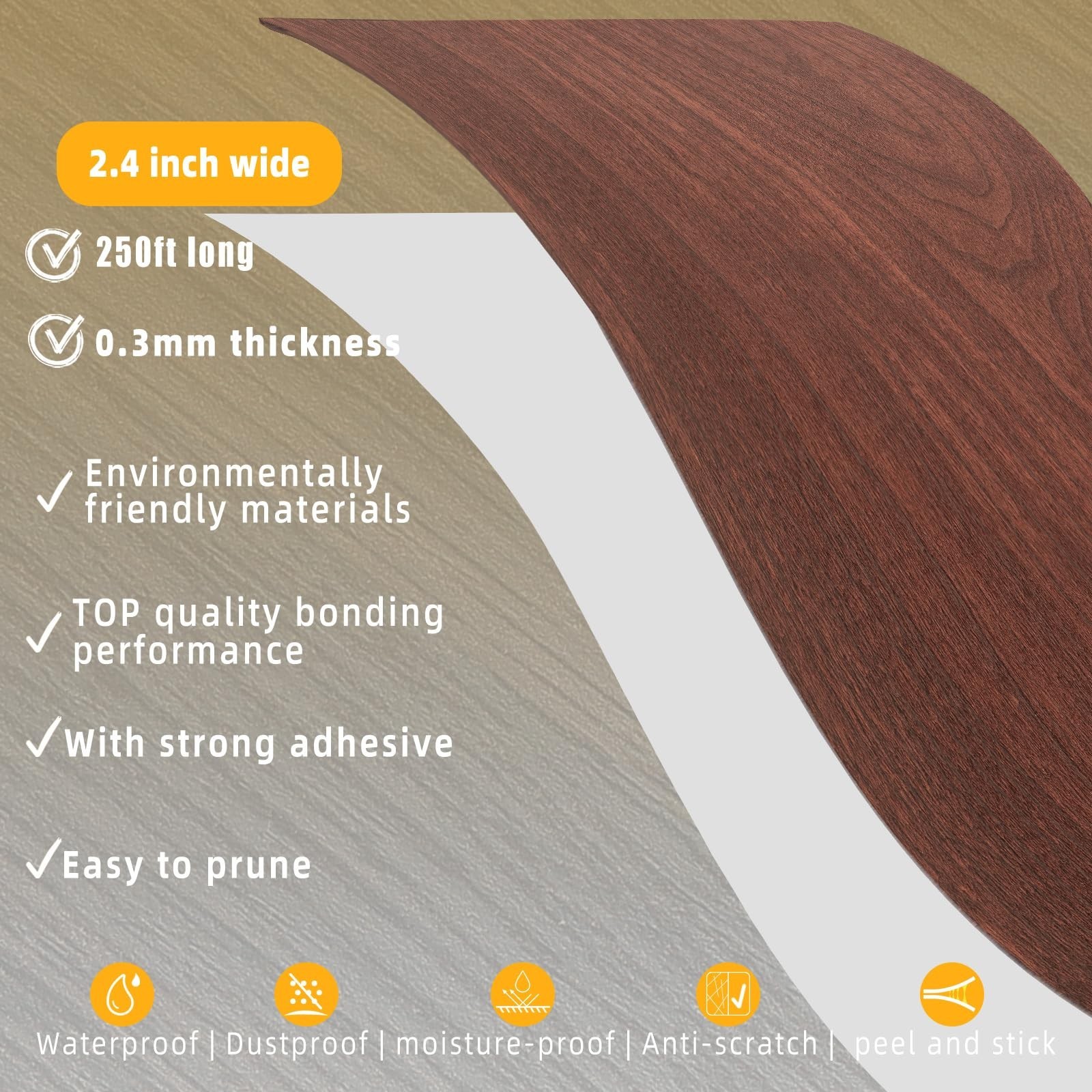 GSCIT Club Wood Grain Repair Tape, 2.4 inch X 250ft Self Adhesive Cherry Grai…