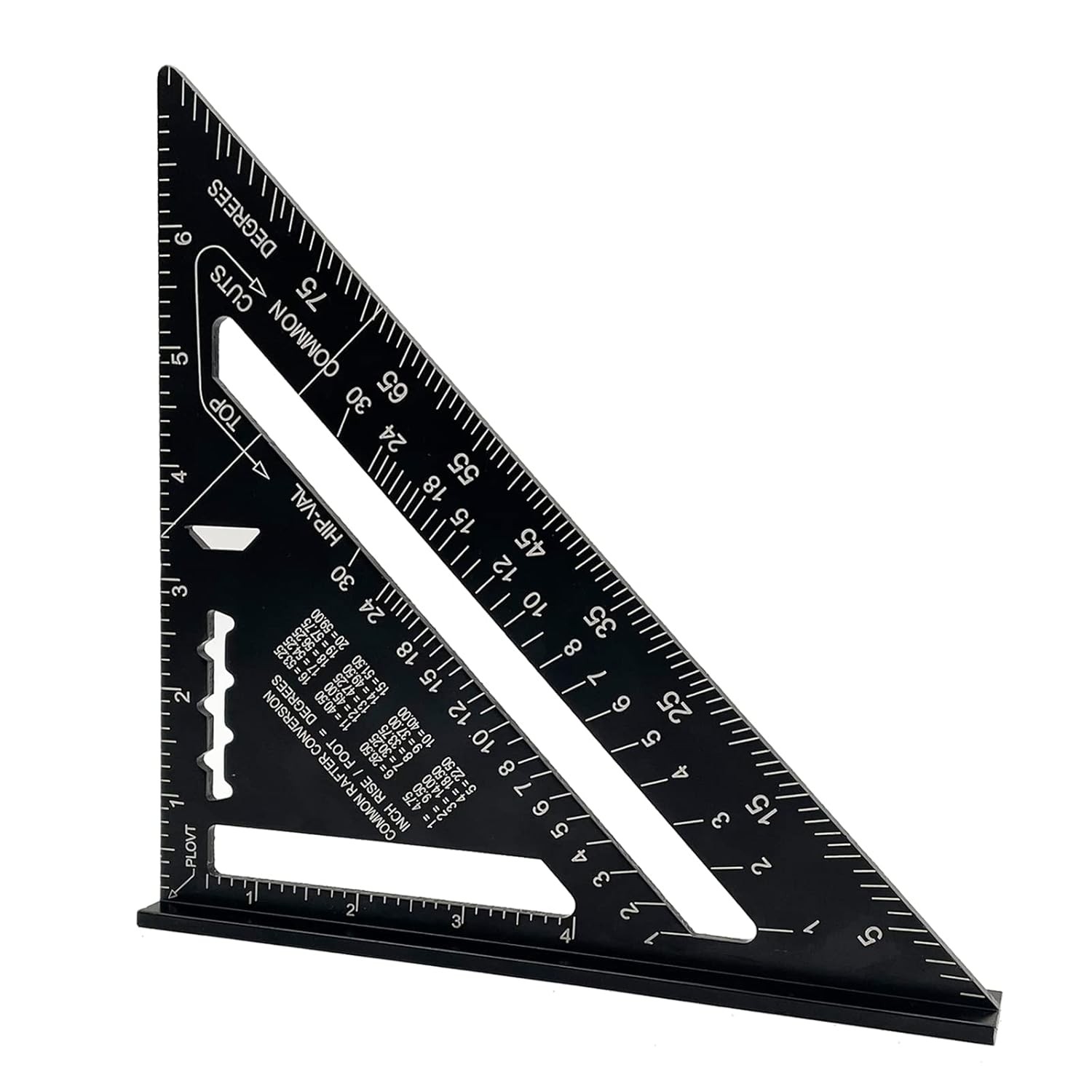 7 inch Rafter Square Aluminum Alloy Double Scale Triangle Ruler Angle Black