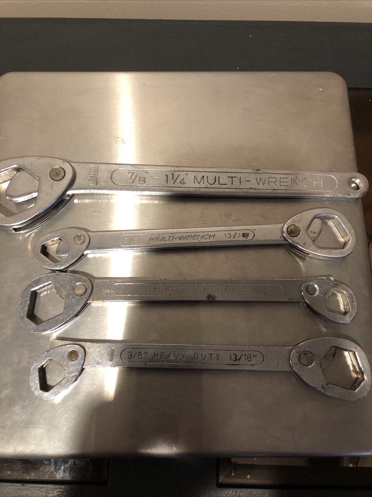 Vintage Chrom Vanadium X 4 Lot wrench- Multi Wrench- 3/8″-13/16″