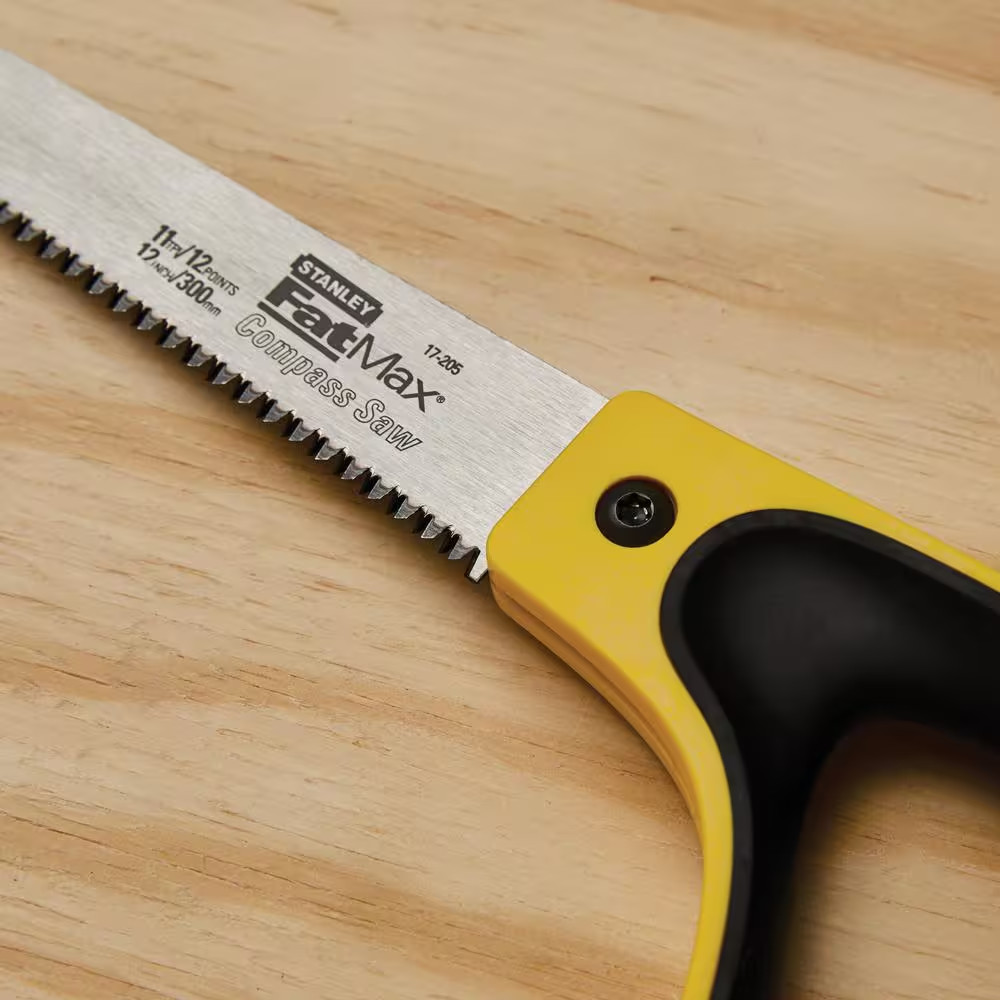 Stanley 12 in. Compass Saw with Plastic Handle Heavy-duty treated, triple-ground
